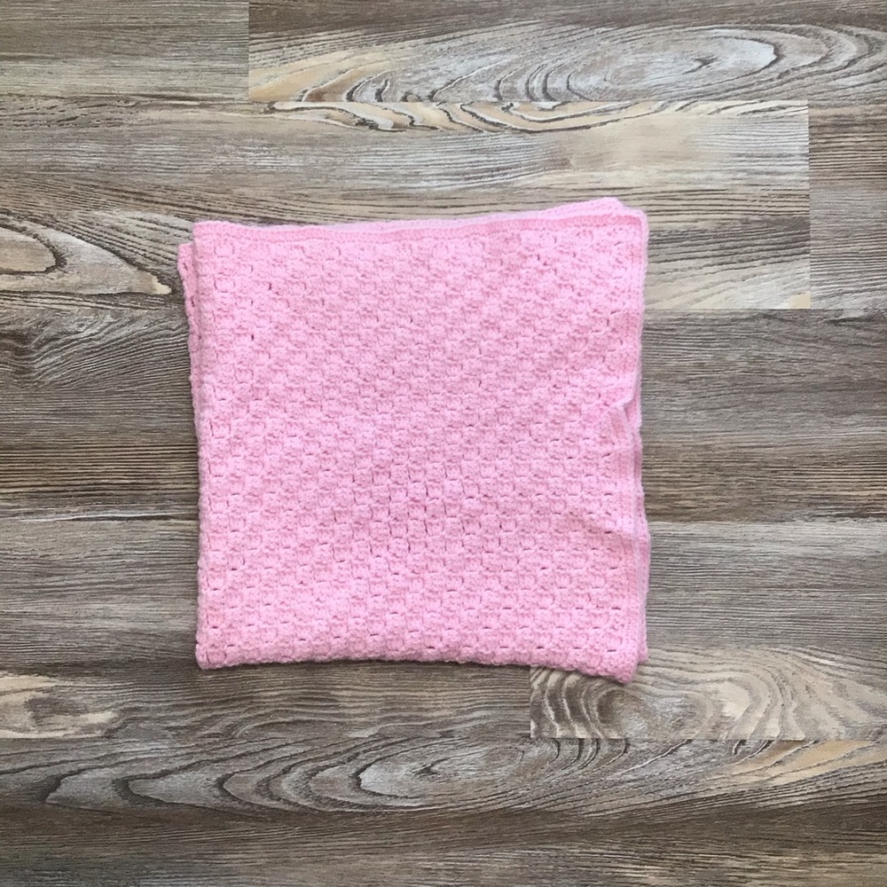 Pink Crochet Custom Baby Blanket Afghan 28x28